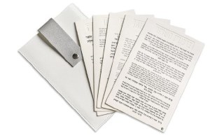 Picture of Faux Leather Magnet Kitchen Card Set in Pouch White Silver 6" x 9"